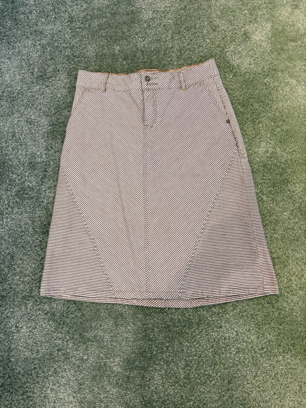 Pilcro and the Letterpress Navy and White Chevron Panel A-Line Skirt
